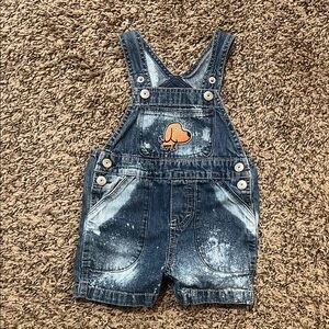 OshKosh B'gosh Blue Denim Overalls with Orange Dog Patch